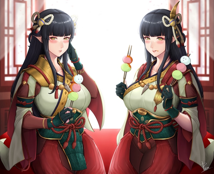 Minoto and Hinoa from Monster Hunter Rise