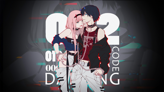 Zero Two and Hiro in Darling in the FranXX