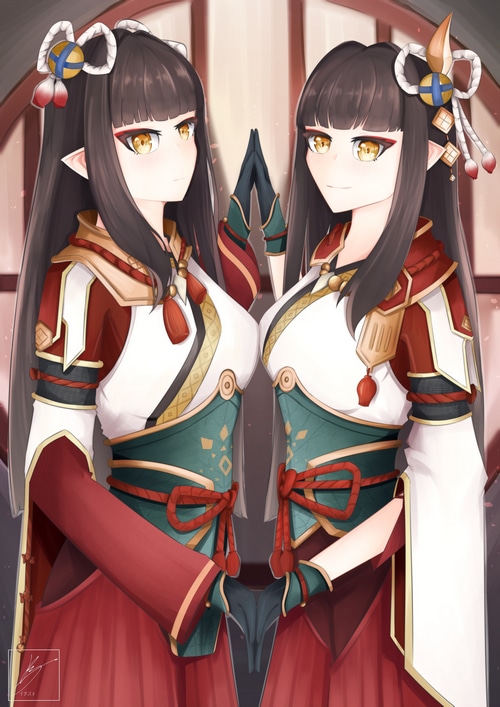 Minoto and Hinoa from Monster Hunter Rise