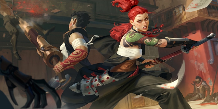 4K digital painting of two warriors with swords