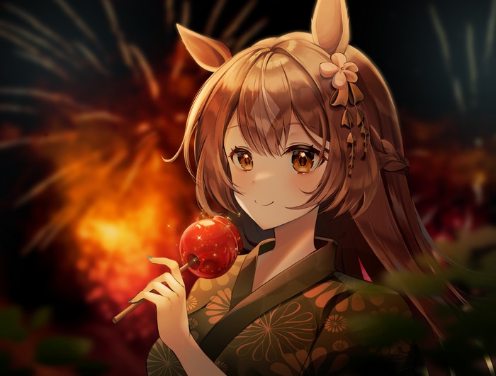 Satono Diamond with Candy Apple and Fireworks