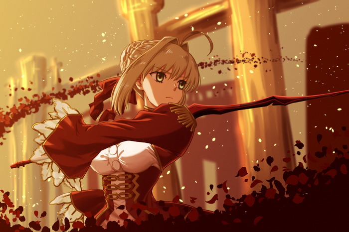Nero Claudius from Fate/Extra with a sword