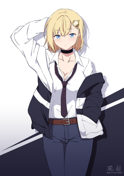 Watson Amelia in a white shirt and tie, Hololive