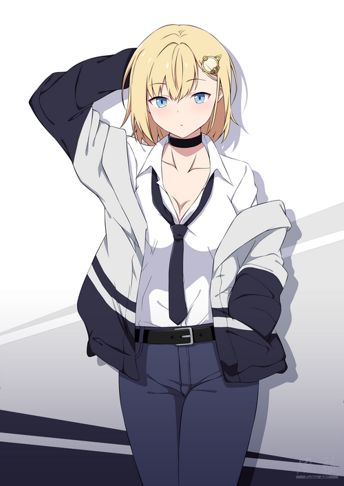 Watson Amelia wearing a white shirt and tie