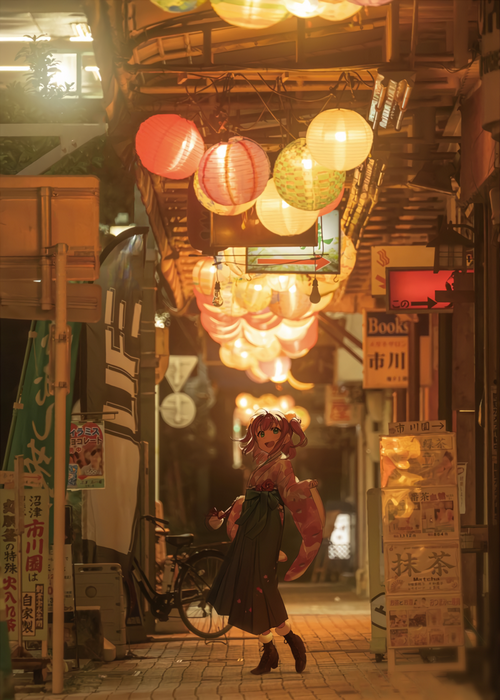 Kurosawa Ruby in a Japanese Street with Lanterns