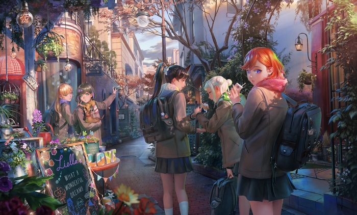 Love Live! Super Star!! girls in a flower shop