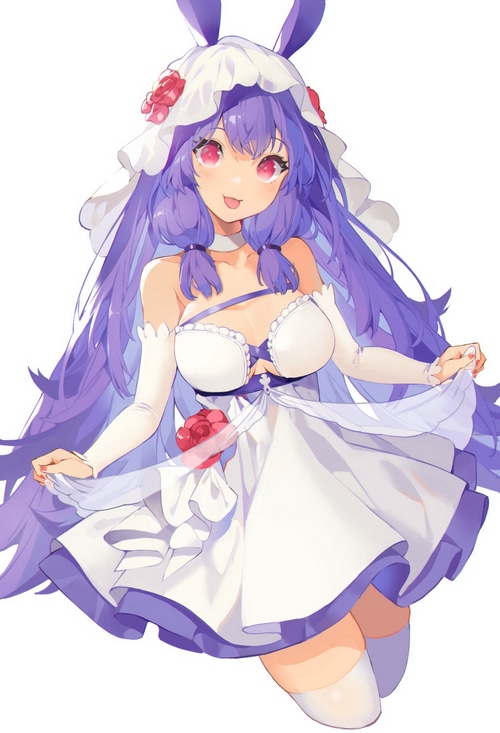 Anime girl with purple hair and bunny ears