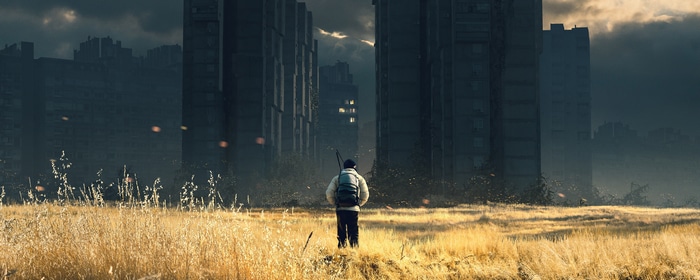 4K post-apocalyptic city with a lone survivor