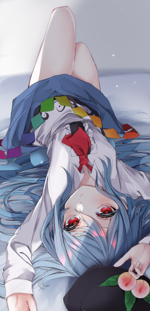 Hinanawi Tenshi from Touhou with red eyes