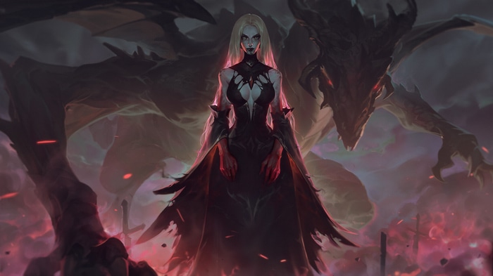 Fantasy girl with dragon by Zhong Yang