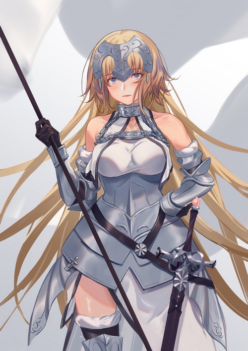 Jeanne d'Arc in Armor with Sword and Spear