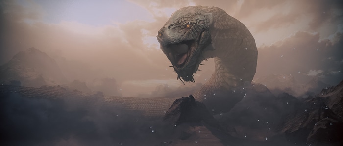 4K God of War Jormungandr Serpent in Mountains