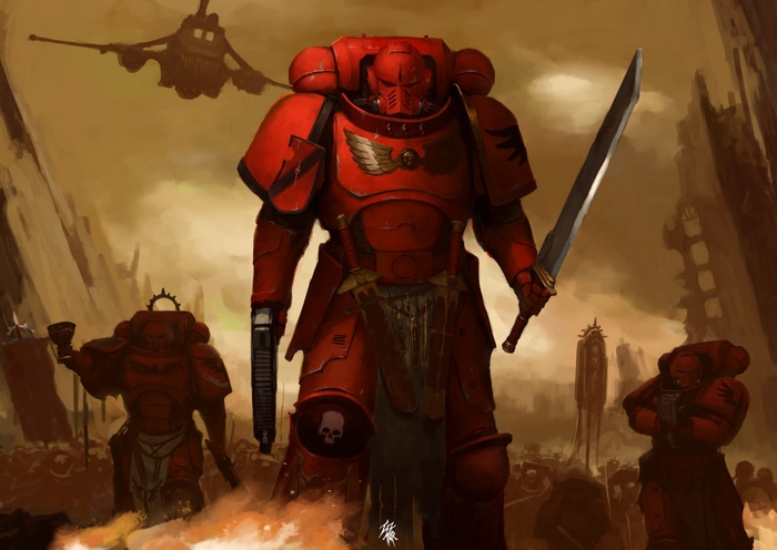 Warhammer 40,000 Blood Angels Space Marines in battle