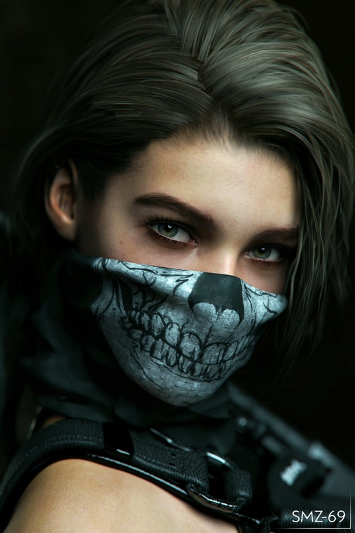 Jill Valentine with Skull Mask Fan Art