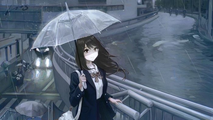 Girl with umbrella in the rain