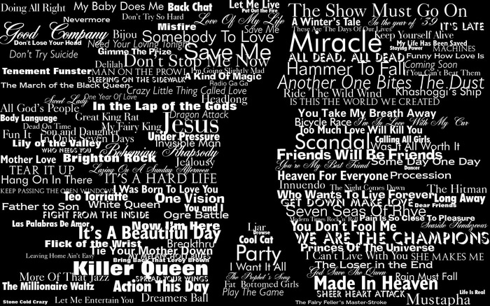 Queen Song Lyrics Typography
