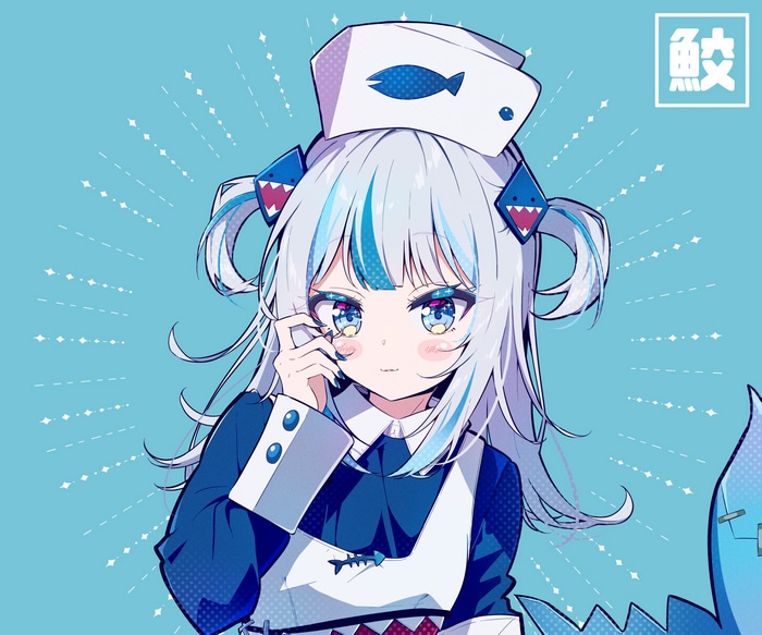 Gawr Gura in a Nurse Outfit with Shark Elements