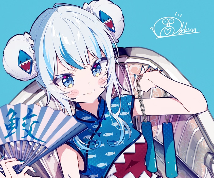 Gawr Gura with Nunchucks and Hand Fan