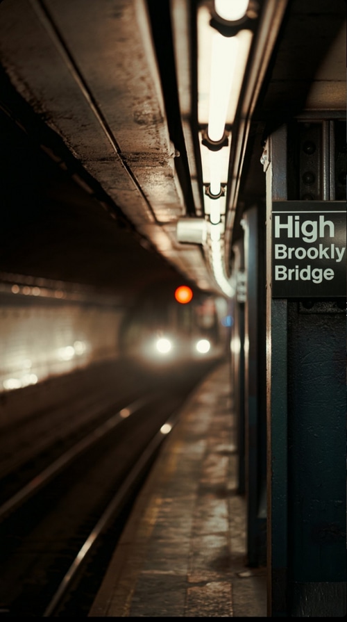 High Brooklyn Bridge Subway Station in New York City