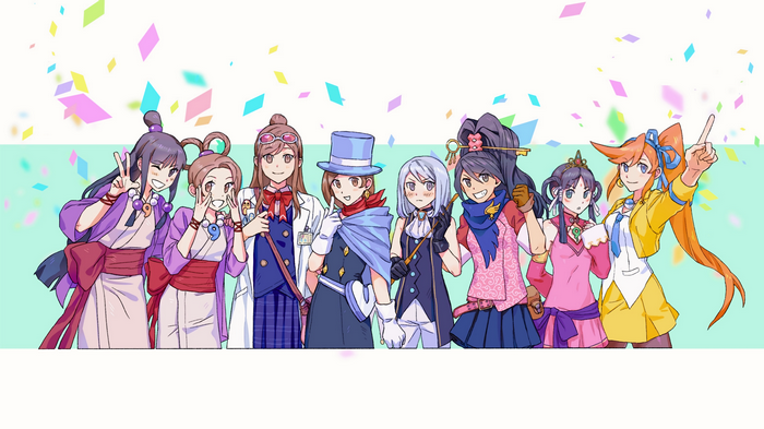 Ace Attorney Characters Celebrating with Confetti