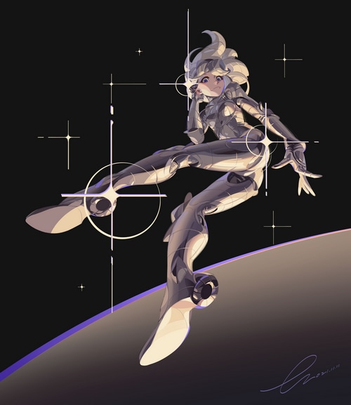 Astronaut in orbital view with stars