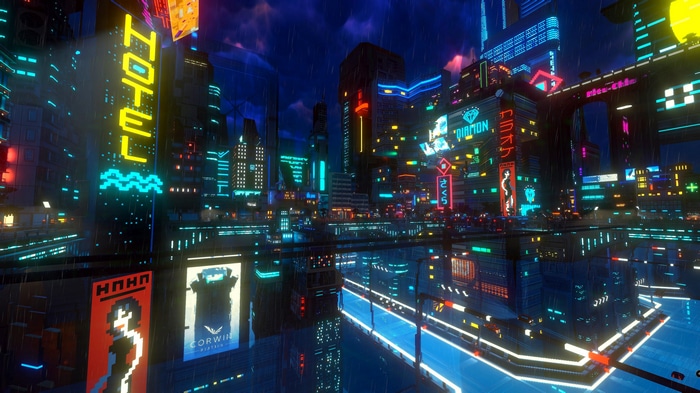 4K Cyberpunk City at Night with Rain