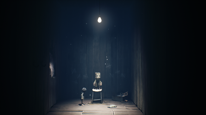 Little Nightmares 2: Mono and Six in a dark room