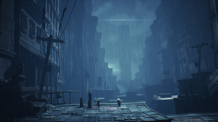 Little Nightmares 2: Two children in a rainy city