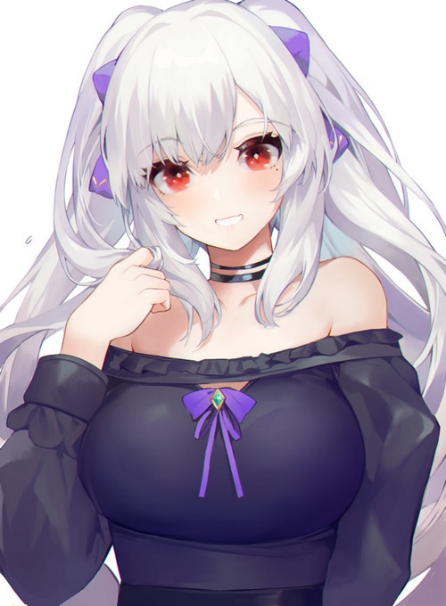 Anime girl with white hair and red eyes