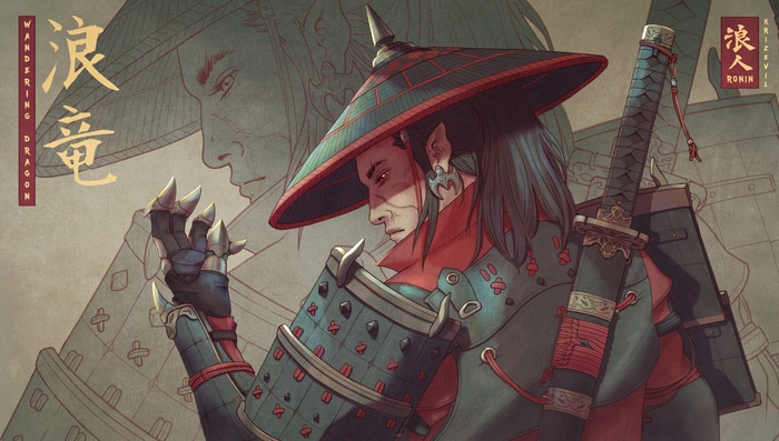 Ronin with a sword and hat