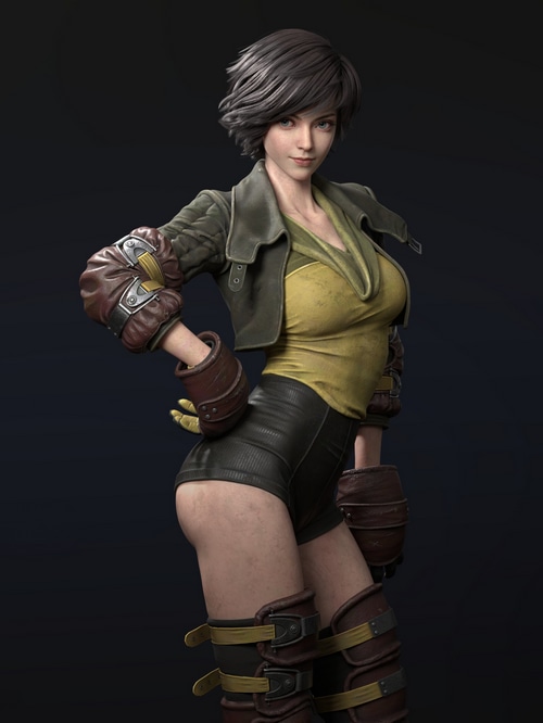 Ling Jie Zeng in jacket and shorts