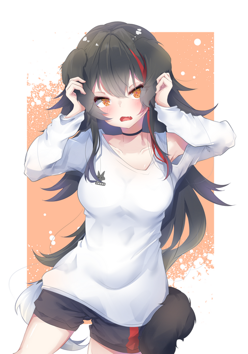Ookami Mio with dog ears and tail