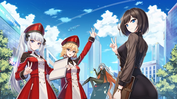 Group of women making victory signs