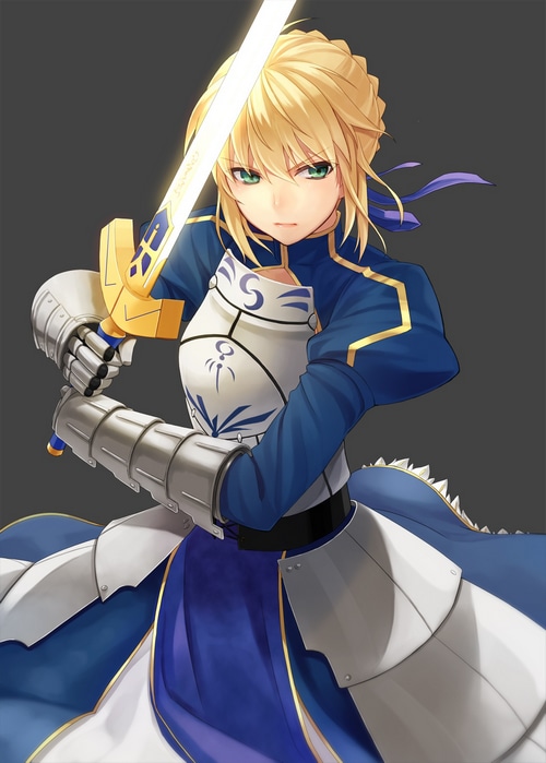 Artoria Pendragon from Fate series holding a sword