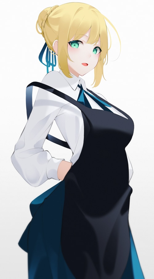 Saber (Artoria Pendragon) wearing an apron
