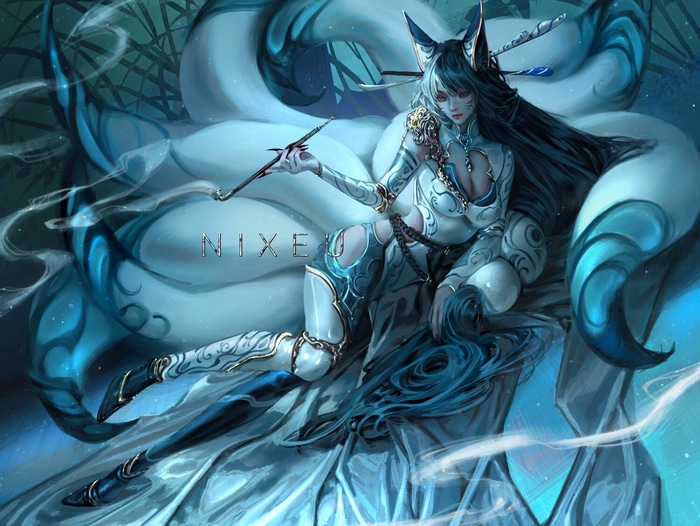 Ahri by Nixeu, League of Legends Fantasy Art