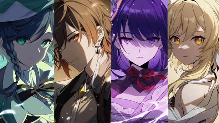 4K Genshin Impact: Venti, Zhongli, Raiden Shogun, and Lumine