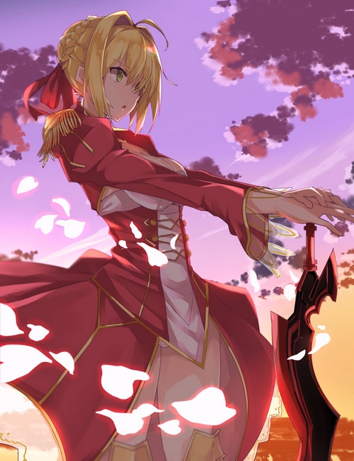 Nero Claudius from Fate/Extra with a sword