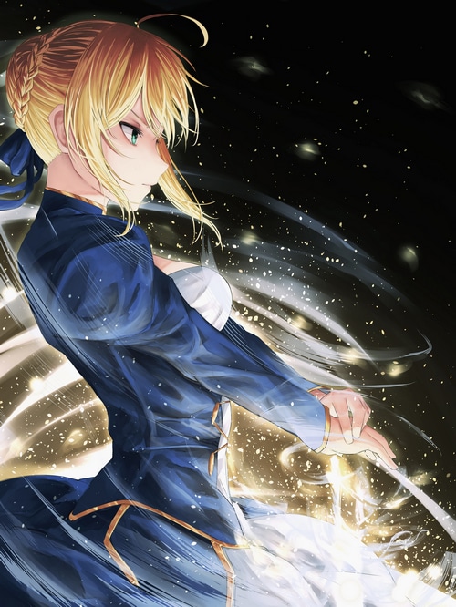 Artoria Pendragon from Fate/Grand Order with glowing effects