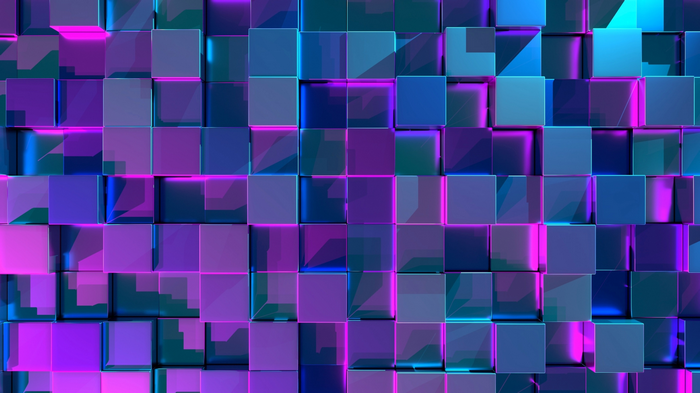 3D abstract cubes with neon lighting