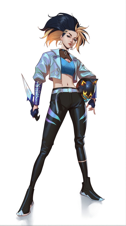 K/DA Akali holding a dagger and mask