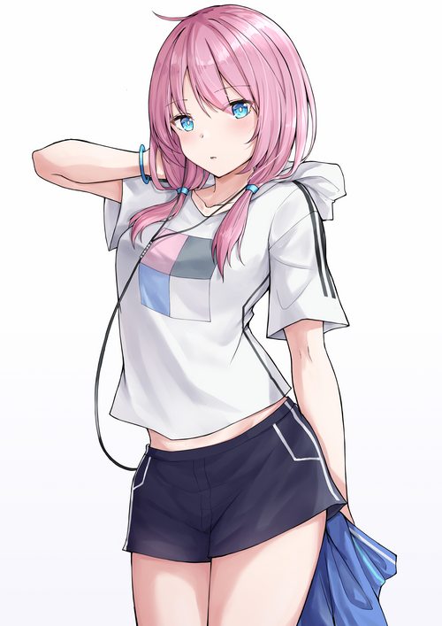 Arknights Blue Poison with pink hair and blue eyes