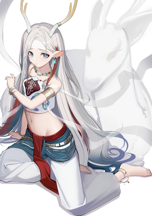 Arknights Nine-colored deer character with horns