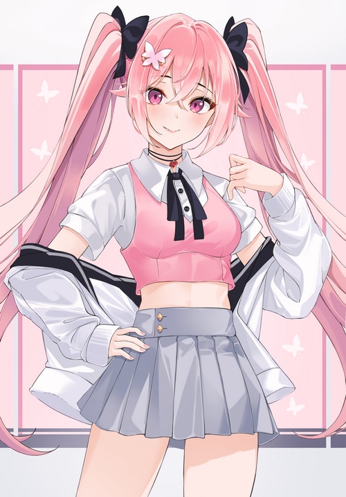 Virtual YouTuber with pink hair and twintails