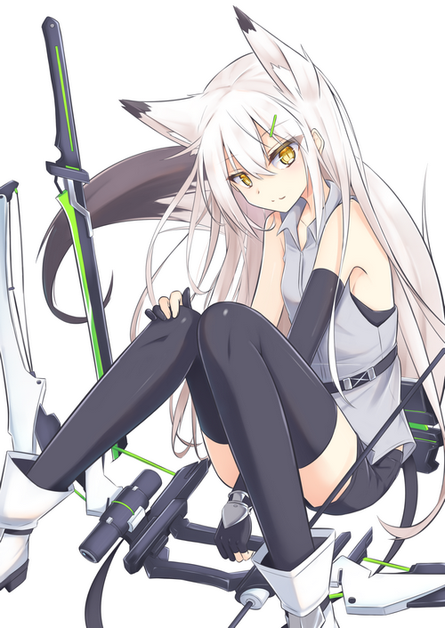 Anime girl with white hair and sword