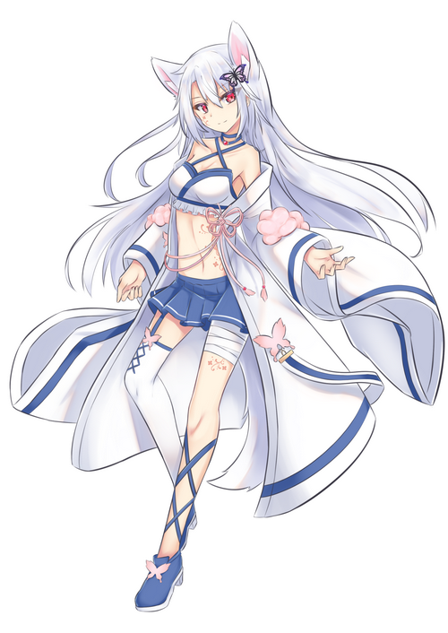 Anime girl with white hair and animal ears