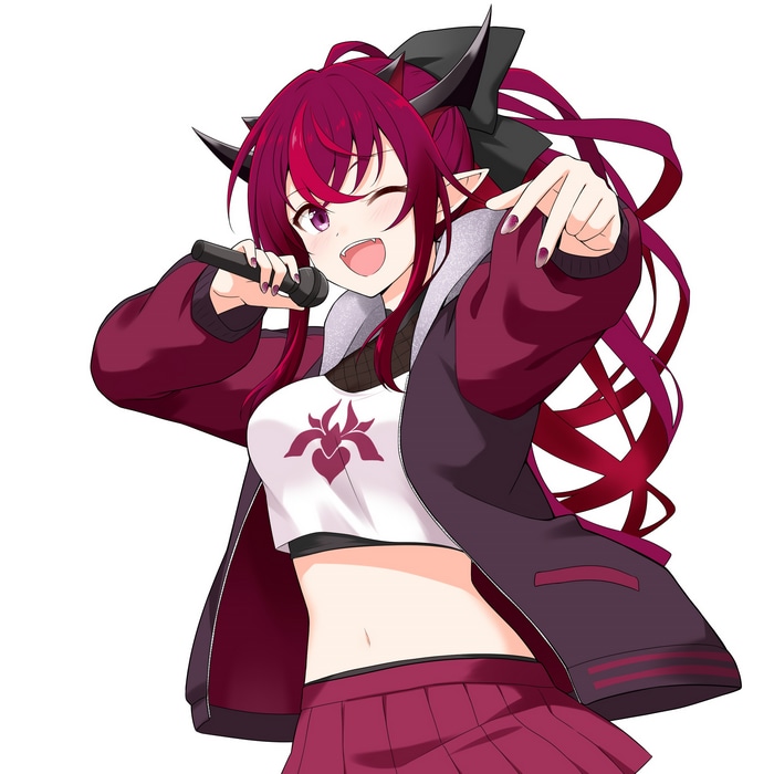 IRyS (Hololive) holding a microphone and singing