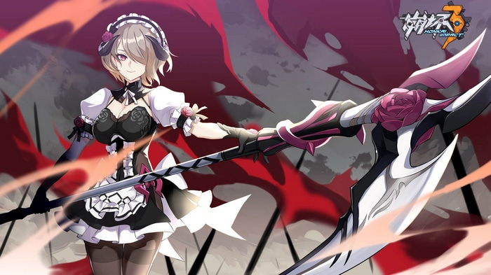 Rita Rossweisse from Honkai Impact holding a scythe