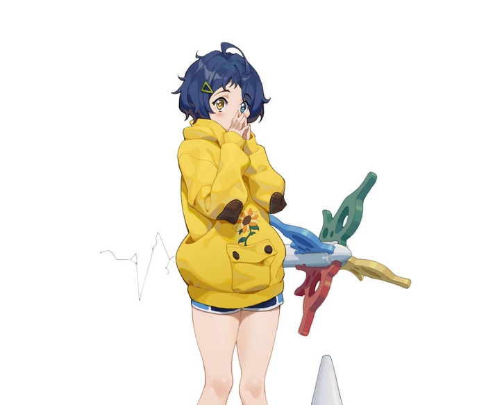 Ai Ohto from Wonder Egg Priority holding a colorful object