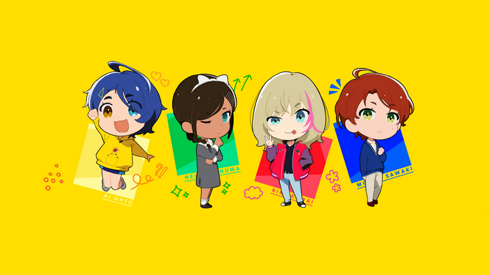 Wonder Egg Priority Chibi Characters: Ai Ohto, Neiru Aonuma, Rika Kawai, Momoe Sawaki